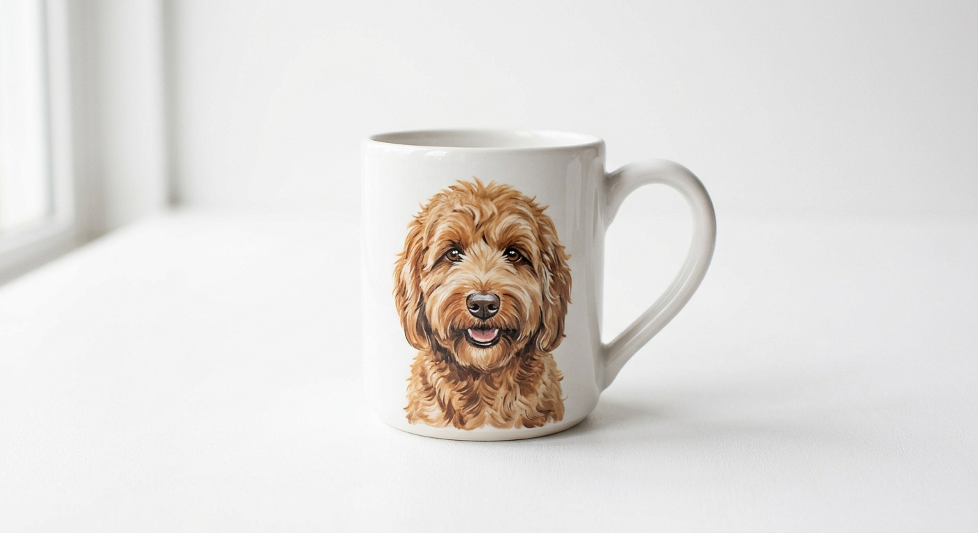 Ceramic Custom Pet Portrait Mug – Hand-Painted Design, 14 oz, White