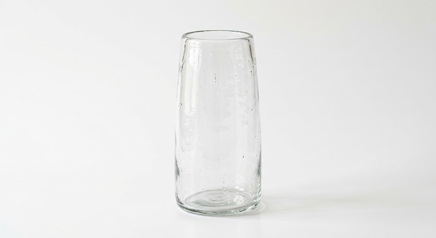 Hand-Blown Recycled Glass Vase – Modern Minimalist Design, 10 Inches, Clear